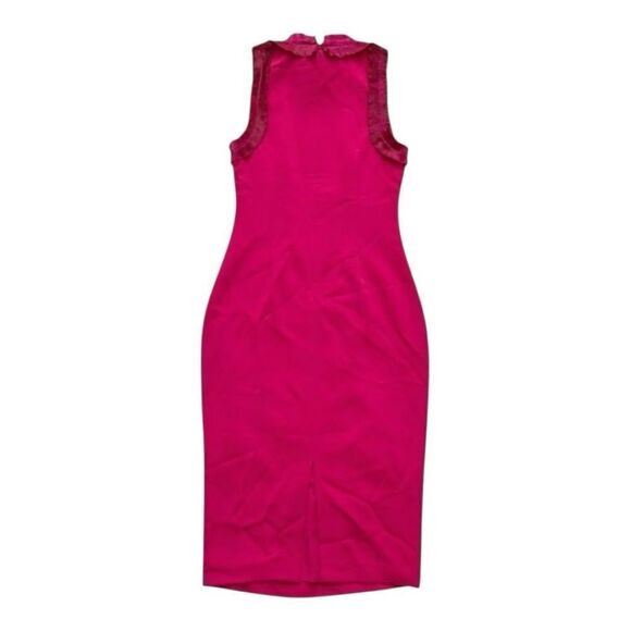 Badgley Mischka Fuchsia Sleeveless Ruffle Trim Midi Dress Size 2 Style BD5038 - Picture 2 of 7